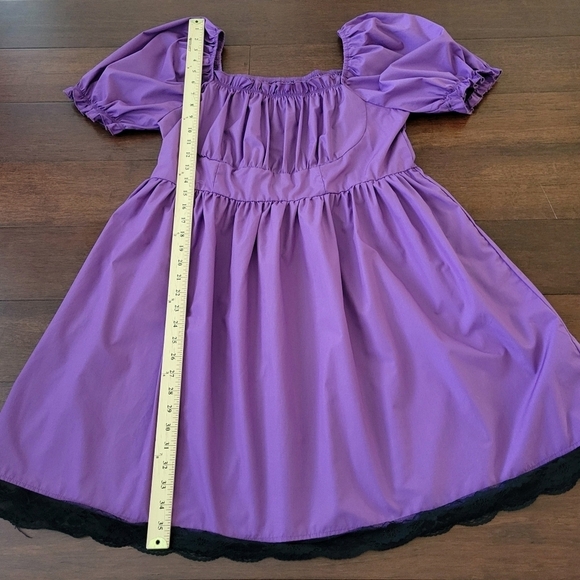 Shein Curve Women's Purple Short Sleeve Milkmaid Dress w/ Lace Trim Size 2XL - Picture 8 of 9
